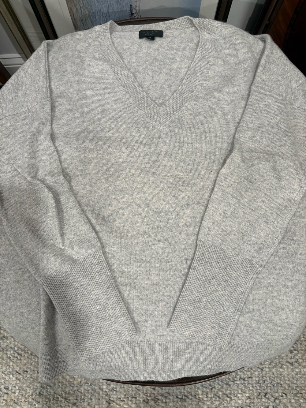 J. Crew Women's Gray V-Neck Cashmere Sweater